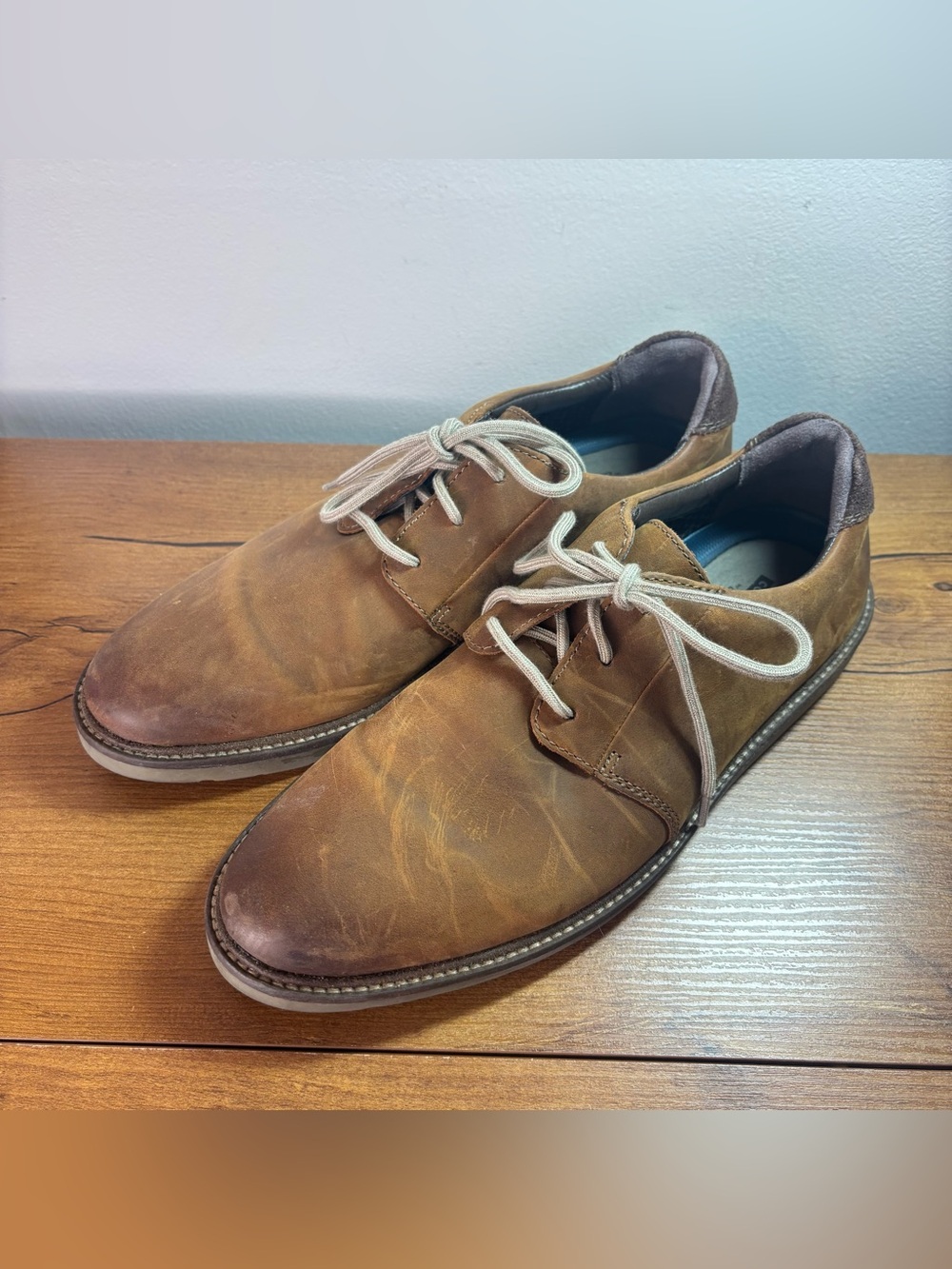 Clarks Grandin Plain Men's Brown Tan Leather Oxford Shoes US 9